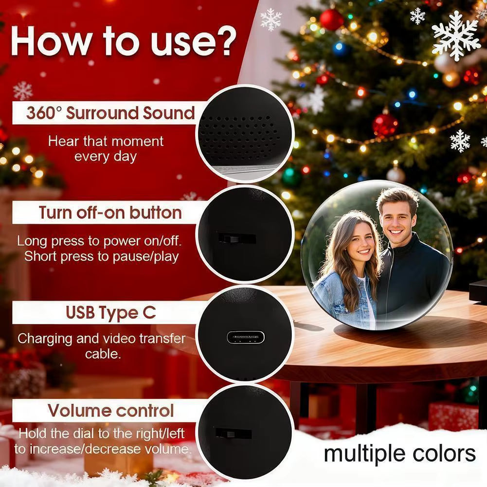 3D Crystal Ball Video Player Memory Ball Record Memory Glass Ball Support Ball Birthday Gift Graduation Gift Companion Gift Vide