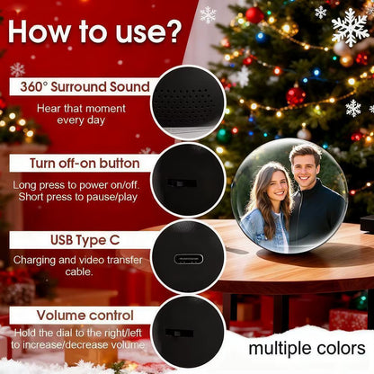 3D Crystal Ball Video Player Memory Ball Record Memory Glass Ball Support Ball Birthday Gift Graduation Gift Companion Gift Vide