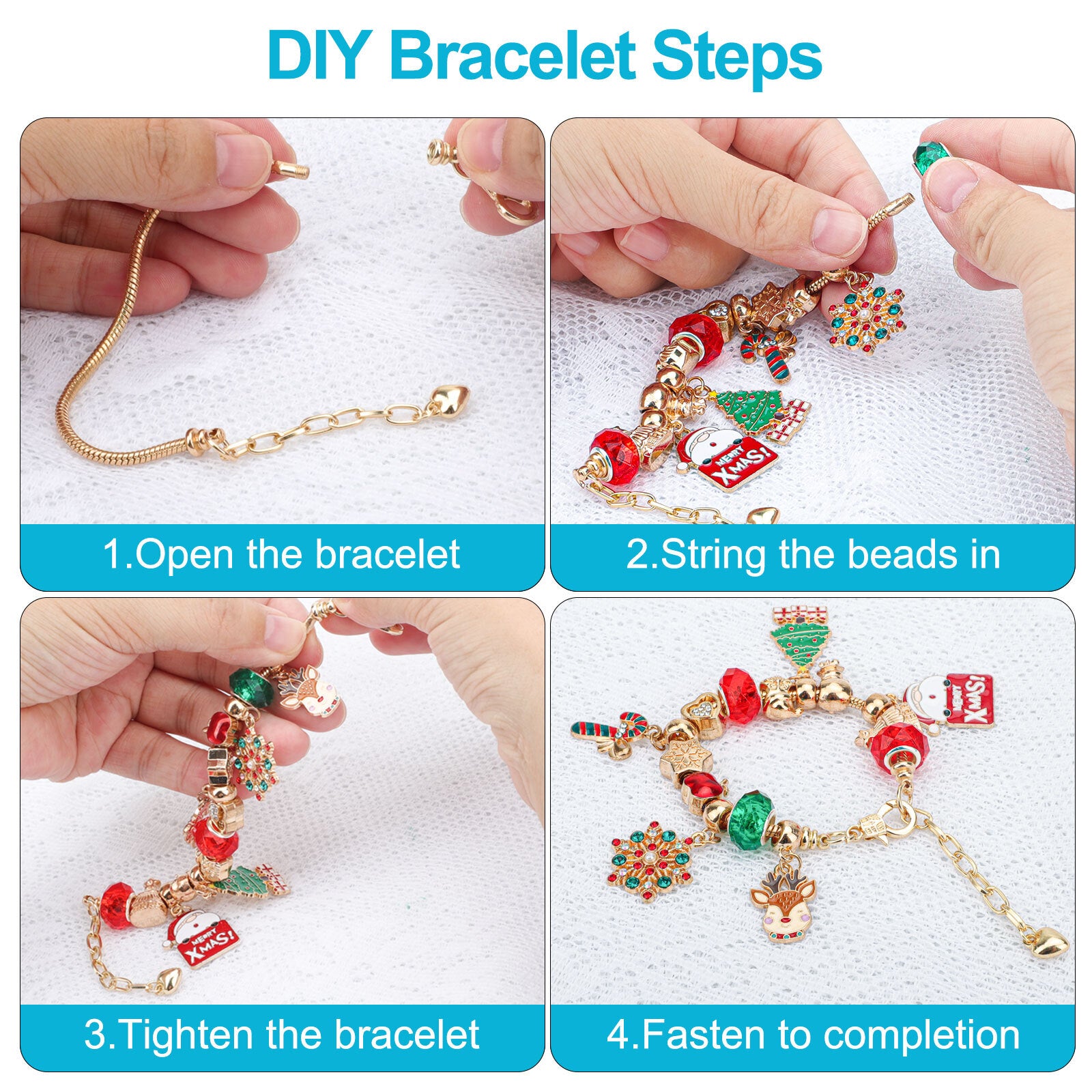 Christmas Advent Calendar 24 Days Countdown DIY Bracelet Blind Box Gift for Girl