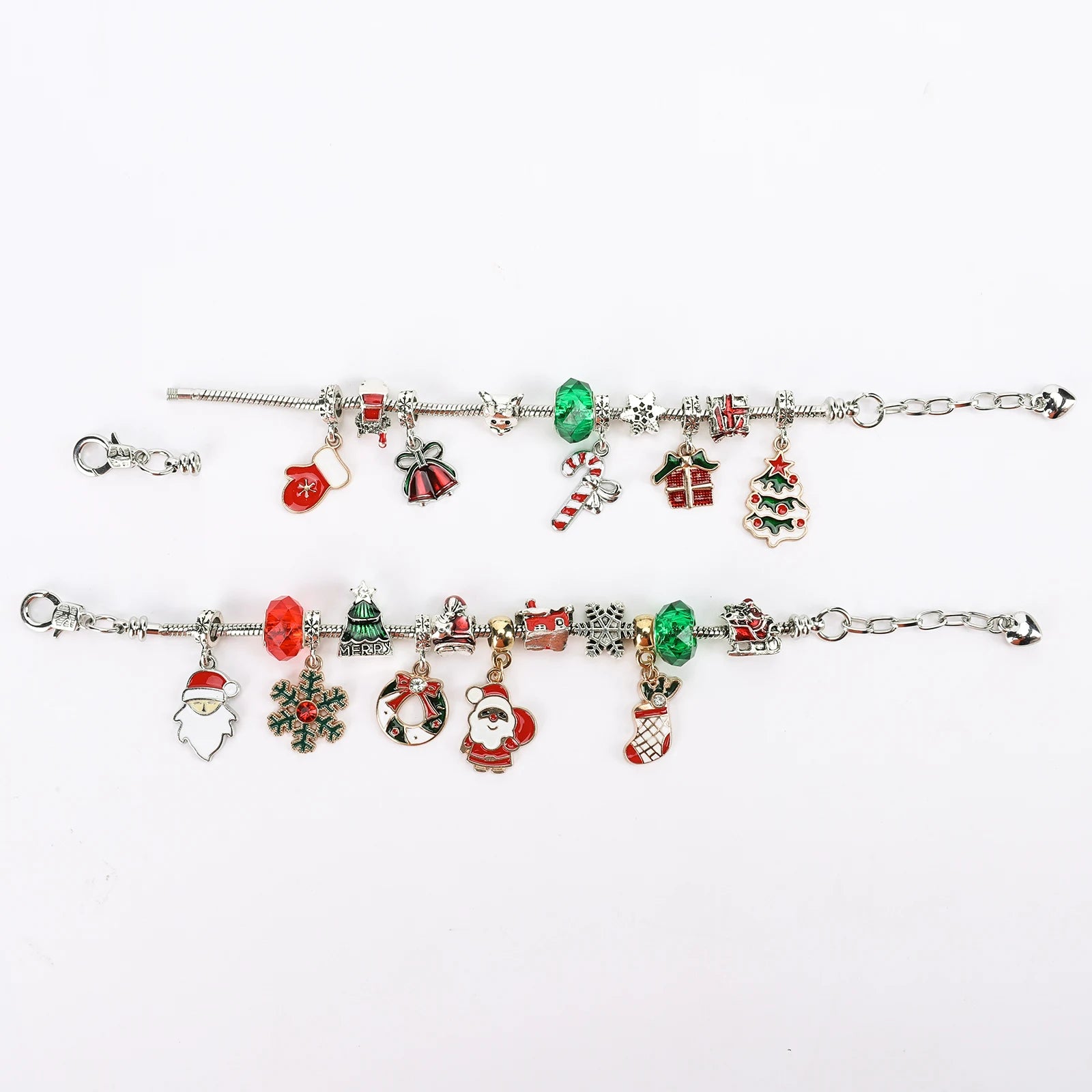 Advent Calendar Charm Bracelets Making Kit with 2Pcs DIY Charm Bracelets 24 Days Countdown Charm Bracelet Calendar for Girls