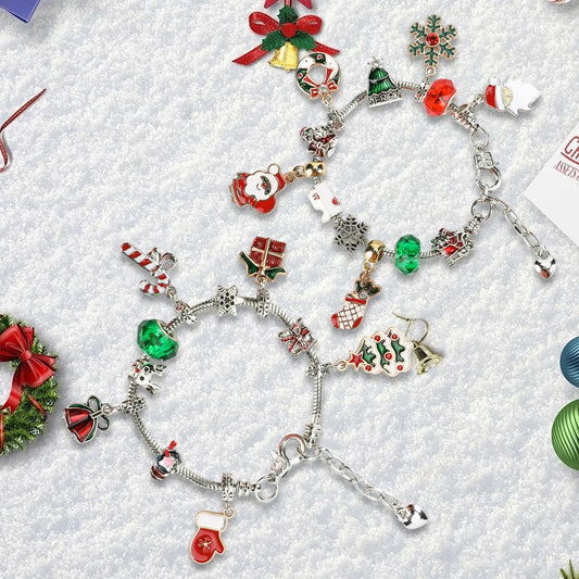 Advent Calendar Charm Bracelets Making Kit with 2Pcs DIY Charm Bracelets 24 Days Countdown Charm Bracelet Calendar for Girls