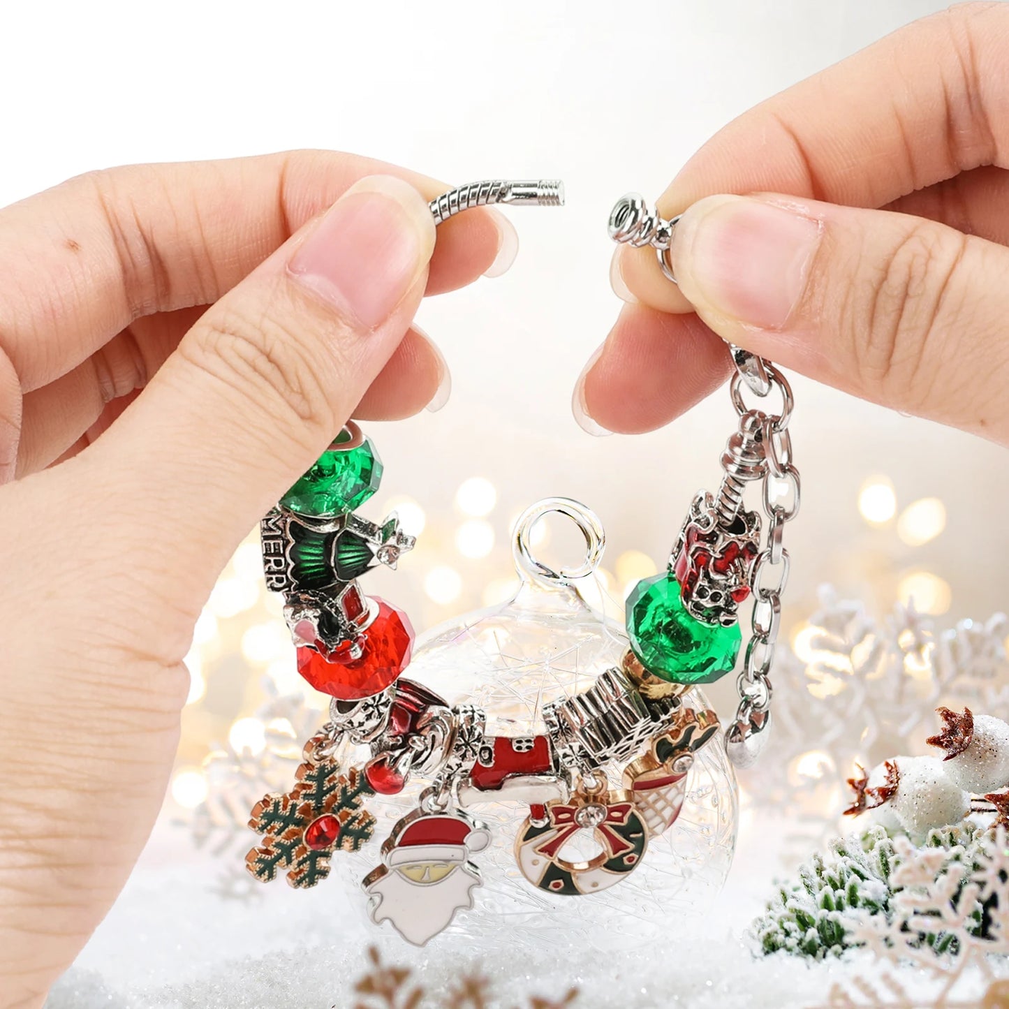 Advent Calendar Charm Bracelets Making Kit with 2Pcs DIY Charm Bracelets 24 Days Countdown Charm Bracelet Calendar for Girls